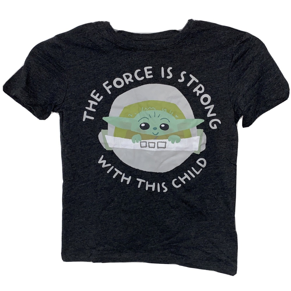 Star Wars The Mandalorian Baby Yoda Grogu T-Shirt Charcoal Gray Kids Size 7/8